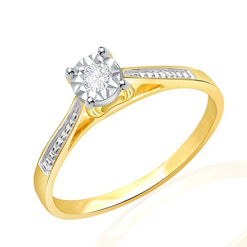 0.15Ct Round Cut Simulated Diamond 18K Yellow Gold Plated Solitare Promise Ring