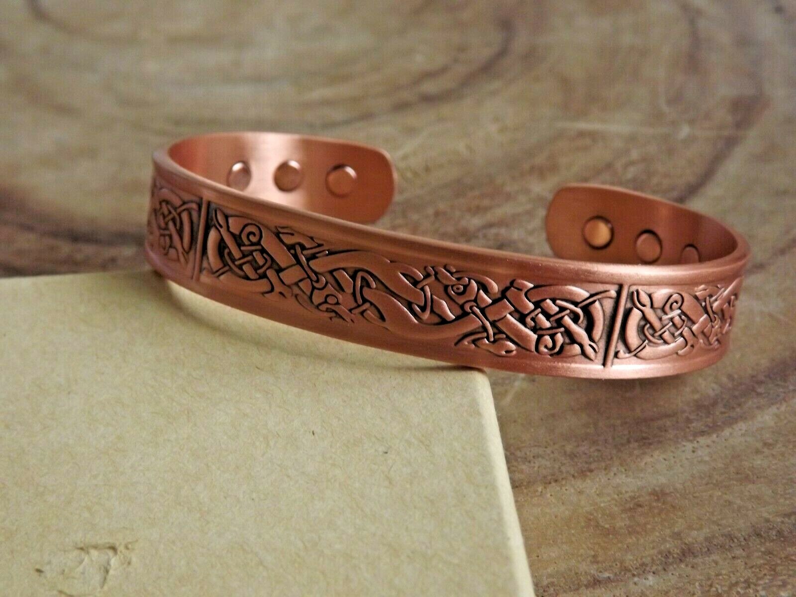 Solid Copper Magnetic Bracelet Celtic Viking God 12 mm Magnetic Cuff Bangle