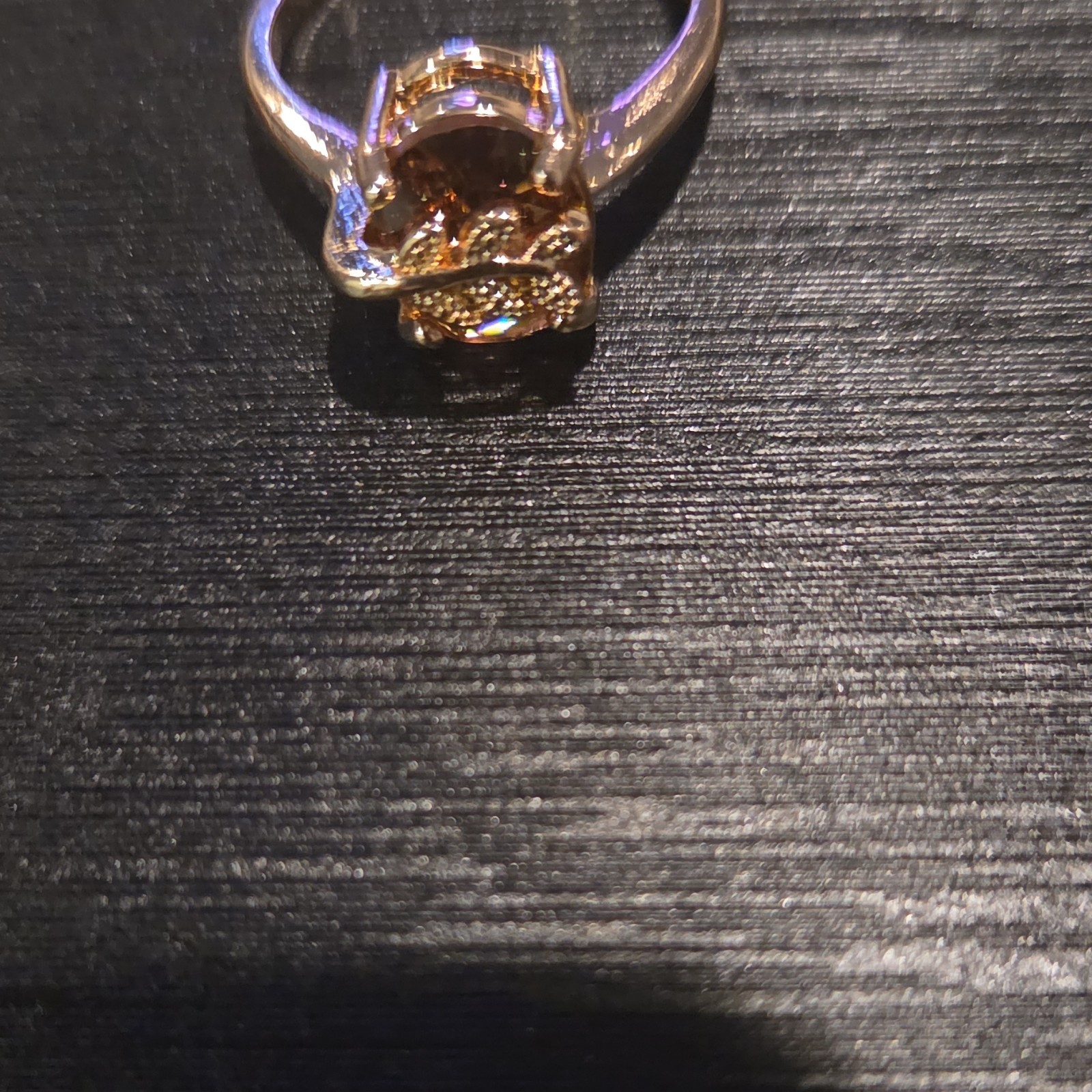 Gold Metal Gold Tone Prong Set Cocktail Ring Size 7 Oval Brown Stone