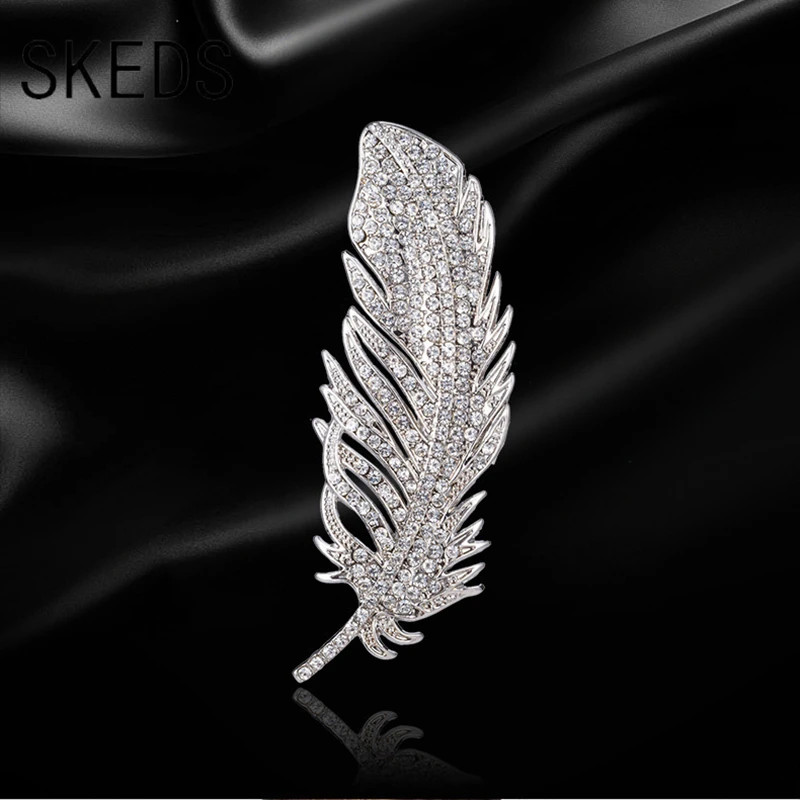 Enamel Feather Brooch Pin Jewelry Womens Gift