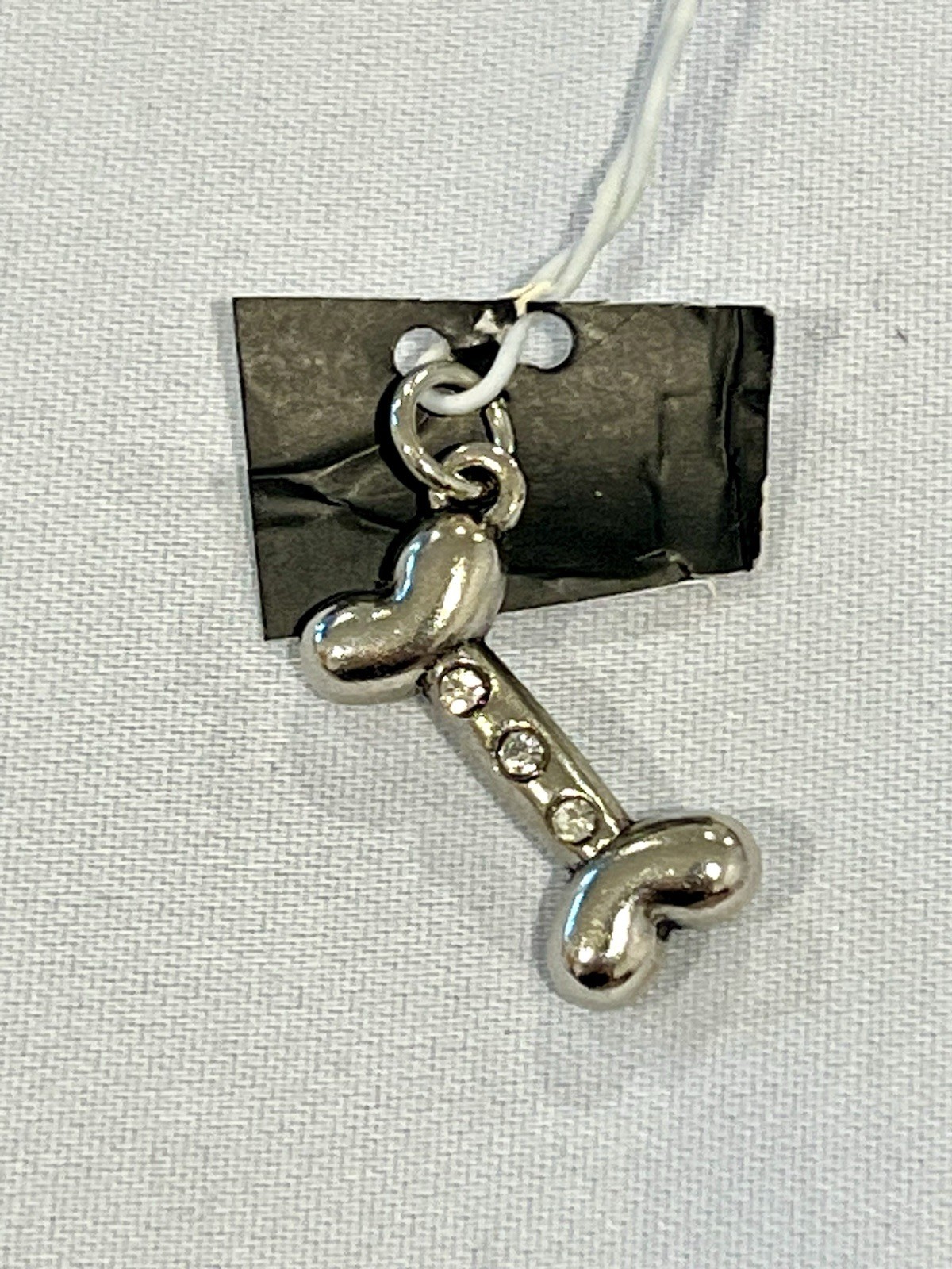 Doggie Bone 3/4” Charm Pendant w/ rhinestones & Loop