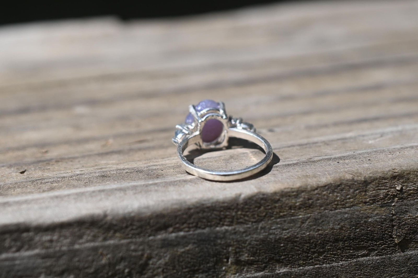 Engagement ring Grape agate and Montana sapphire sterling silver size 3 4 5 6 7