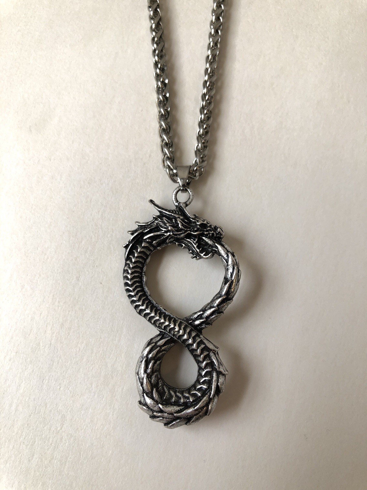 Gothic Viking Snake Dragon Pendant Necklace Nordic Ancient Mythology Tail NEW EX