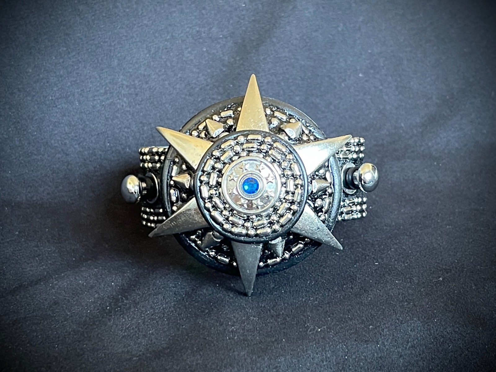 SwitchCore Industrial Leather Cuff Astral Compass & Bone Circle OOAK