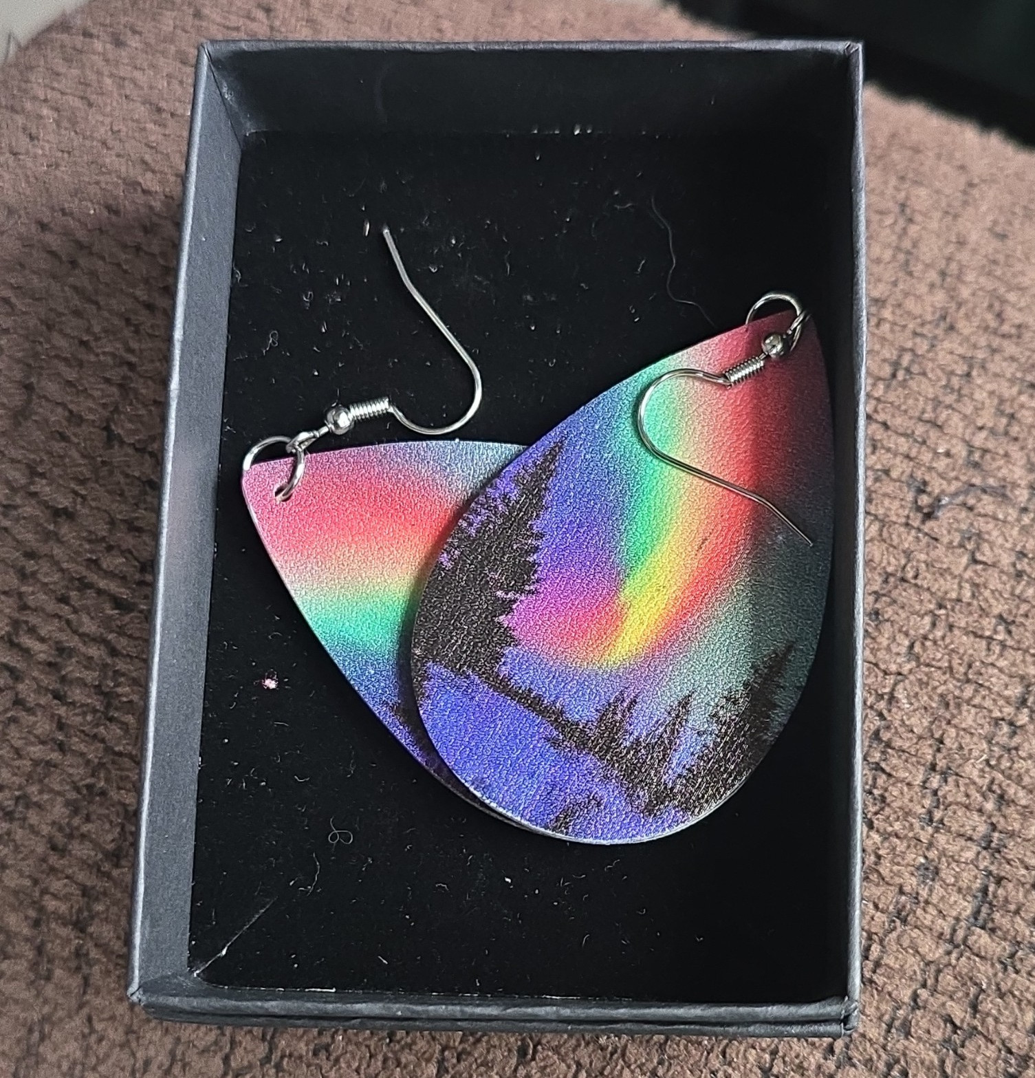 Rainbow Teardrop Plastic Dangle/Drop Earrings Multicolor French Wire Hook