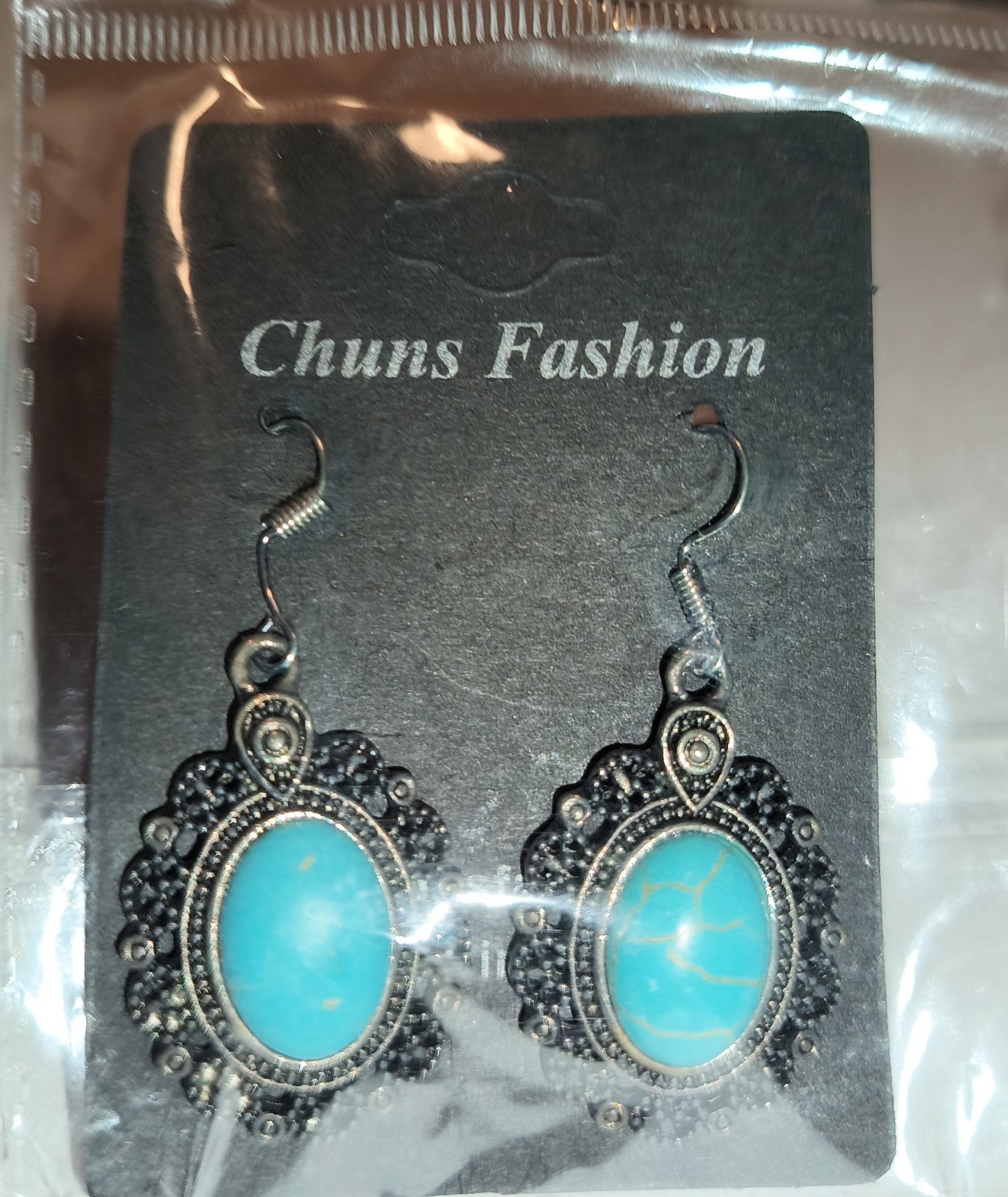 3 pc Set 2 In 1 Faux Turquoise Elephant Necklace Brooch Pin & 2 Pairs Earrings