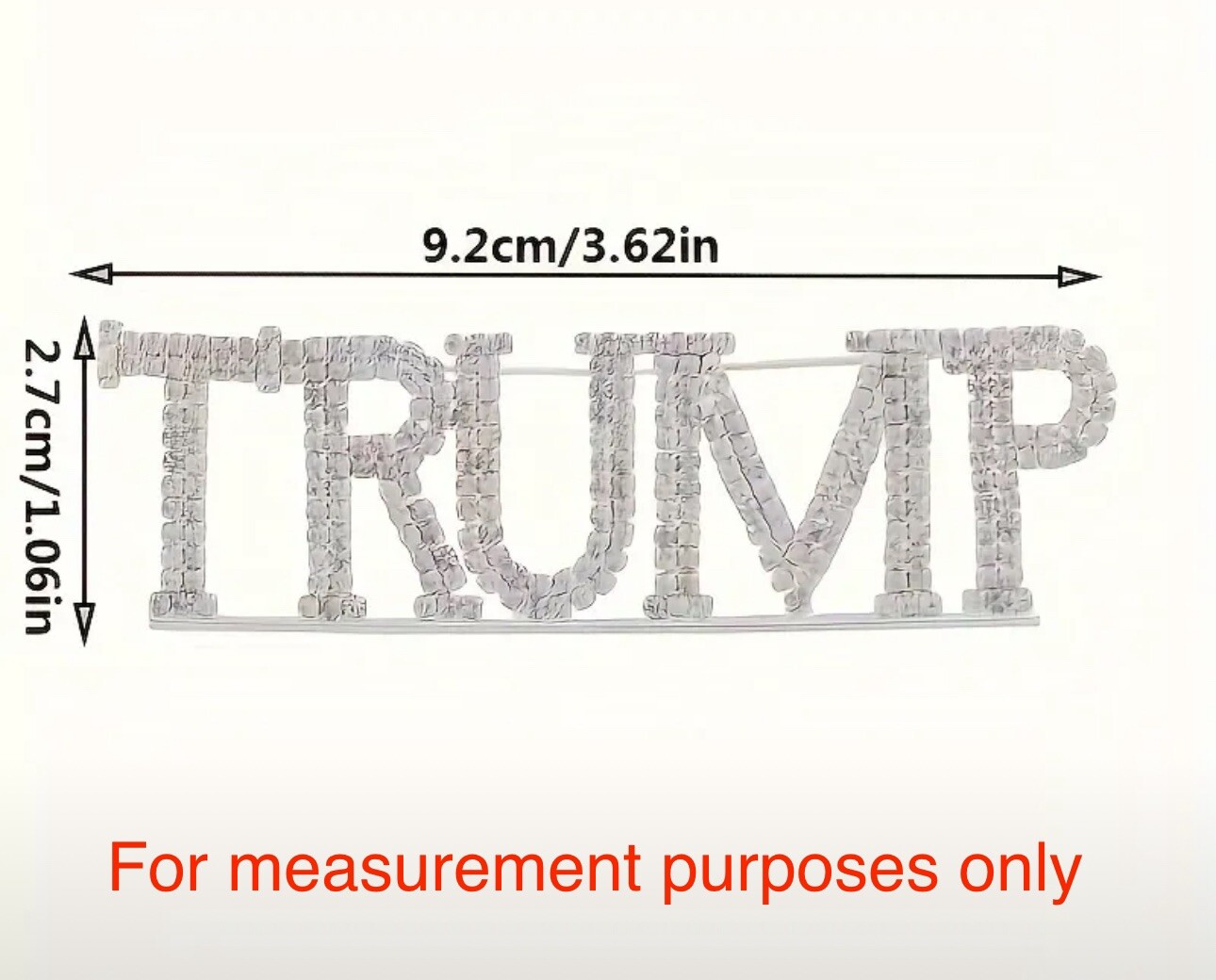 TRUMP MAGA Republican GOP Sparkly BLING Rhinestone Crystals Silver BIG BroochPin
