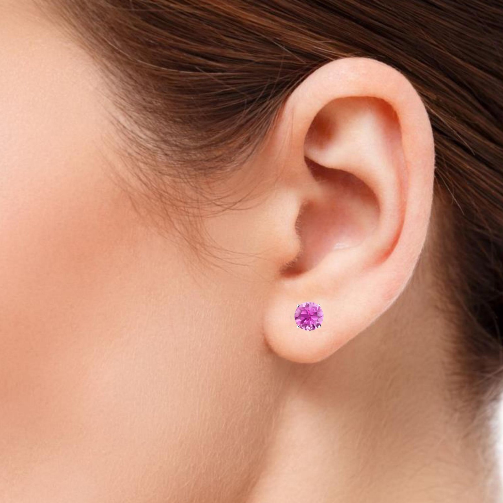1 Ct Pink Simulated Diamond Women’s Stud Earrings Solid Silver 14k Gold Plated