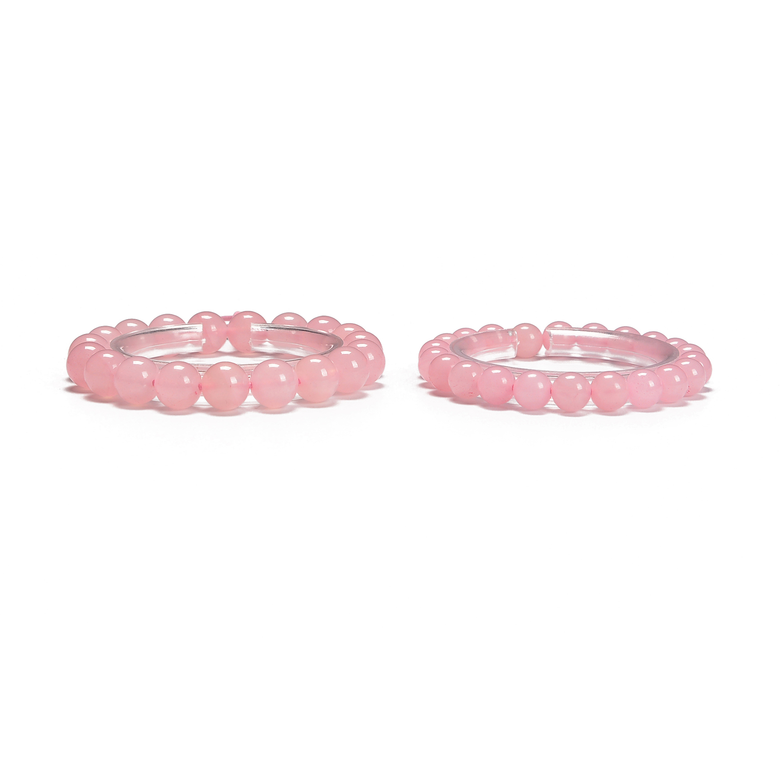 Rose Quartz Smooth Round With Guru Beaded Bracelet Size 8mm 10mm 7.5”Length