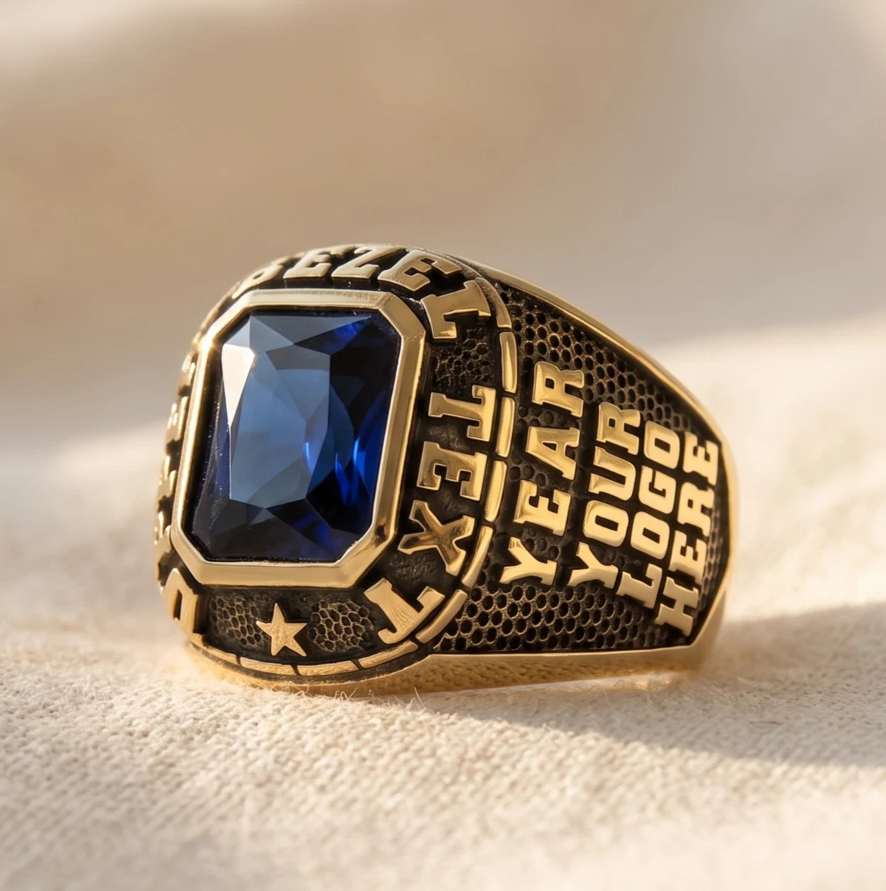 Custom Medical School Class Ring 925 Sterling Silver Blue Stone Graduation Gift