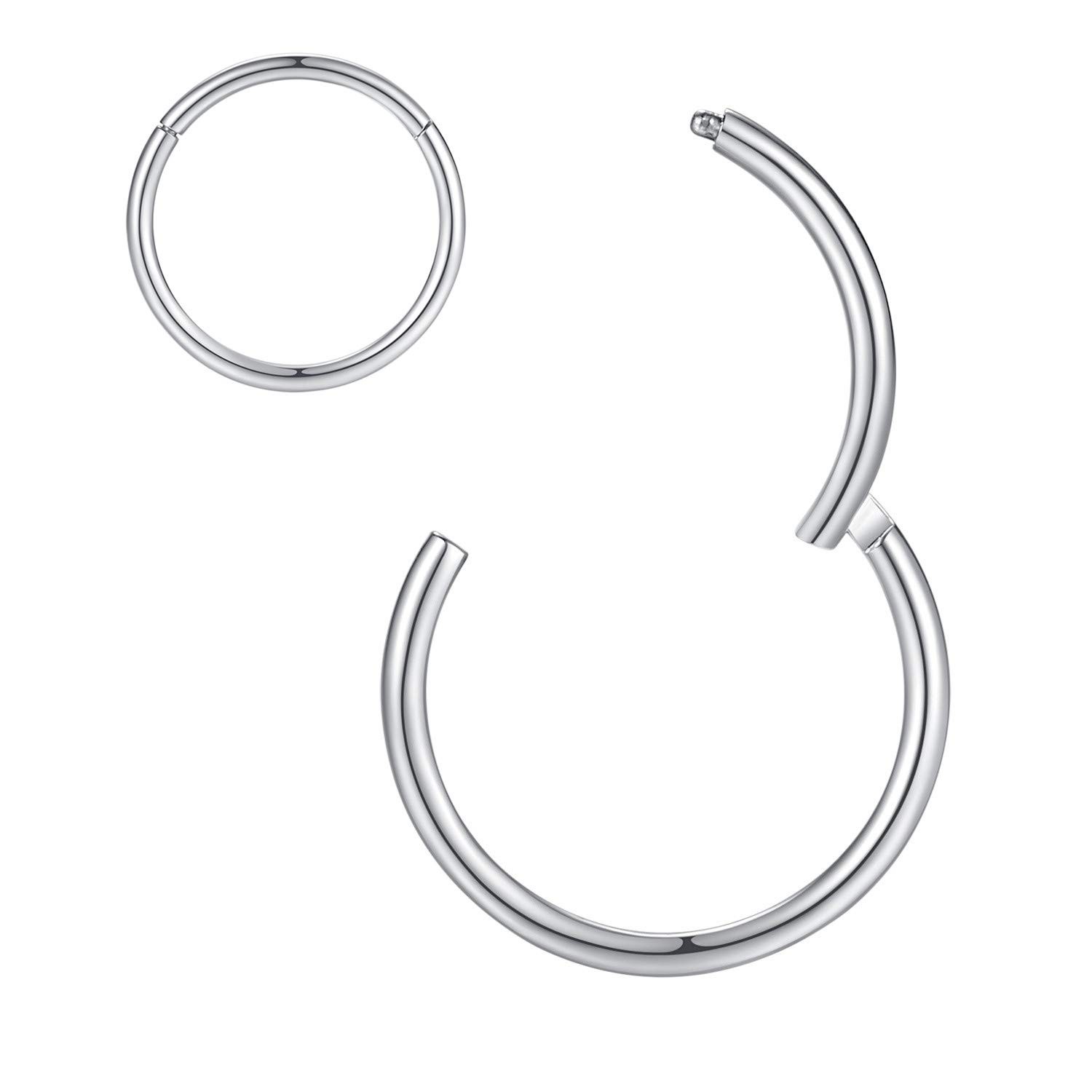 8mm Septum Ring Jewelry Seamless Clicker Nose 1pc 18 Gauge 8mm, Silver