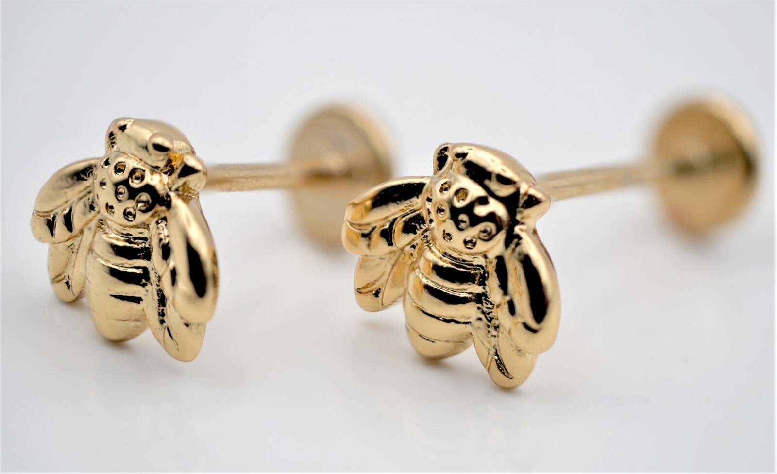 925 Sterling Silver 20G flat back bee stud push pin Threadless Bee Labret- Pair