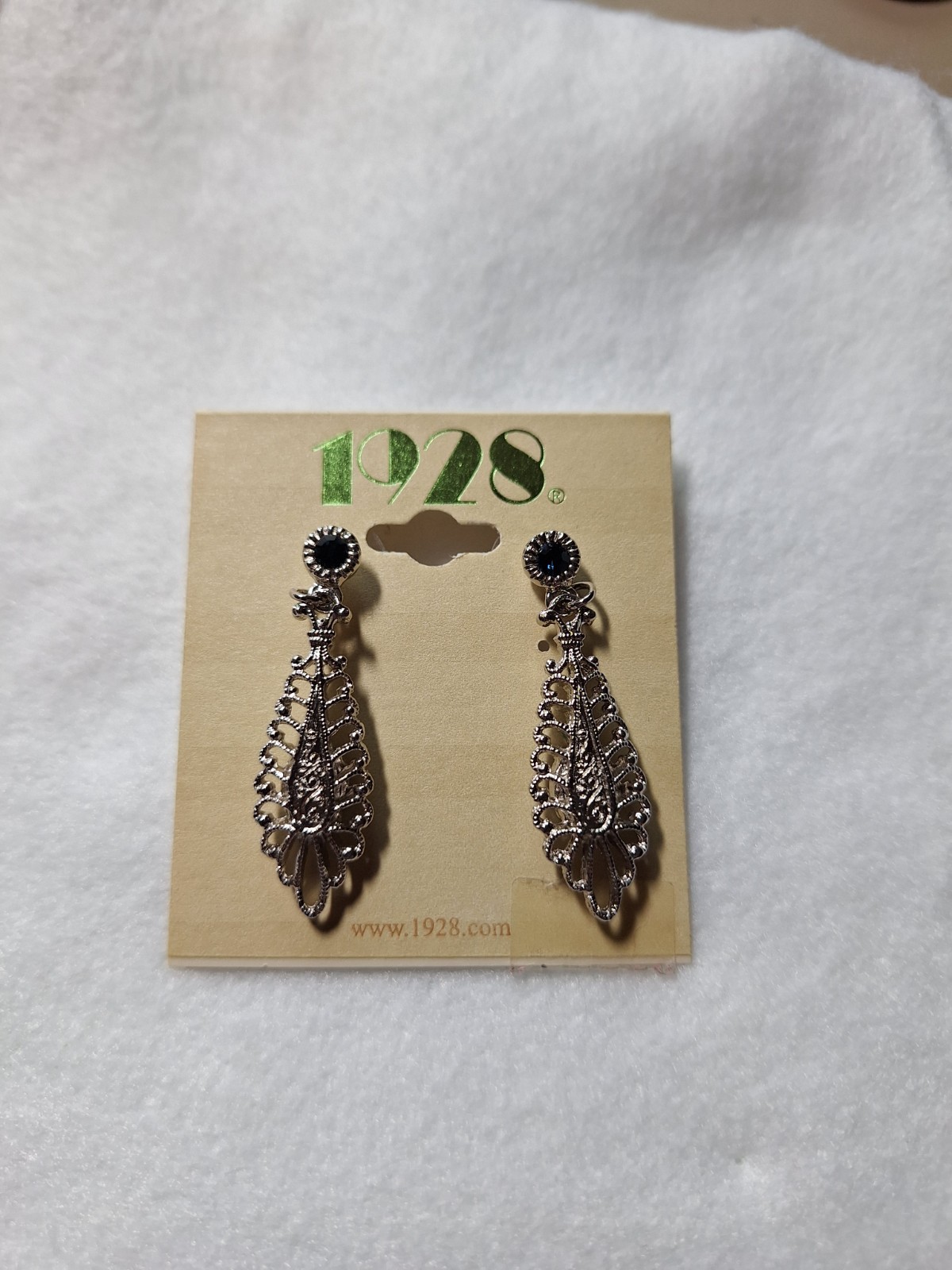 1929 Silver With Blue Saphire Rhinestone Ear Rings