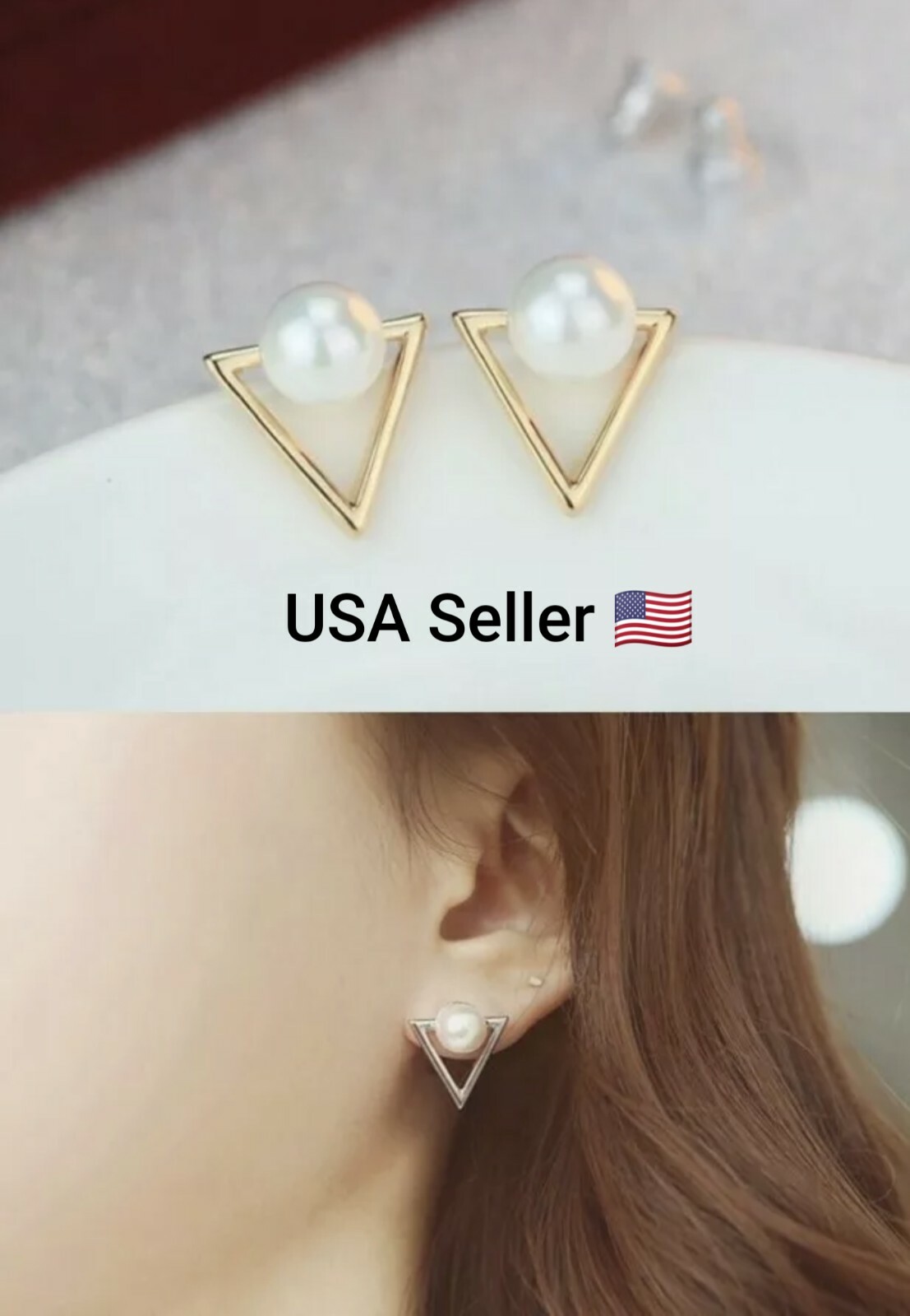 New Girl Fashion Personality Triangle Earring Jewelry Earrings Imitation Pearl