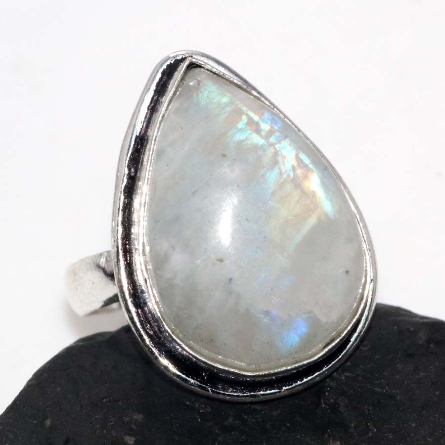925 Silver Plated Rainbow Moonstone Ring US 7 Fast-Selling Gift Trendy MJ
