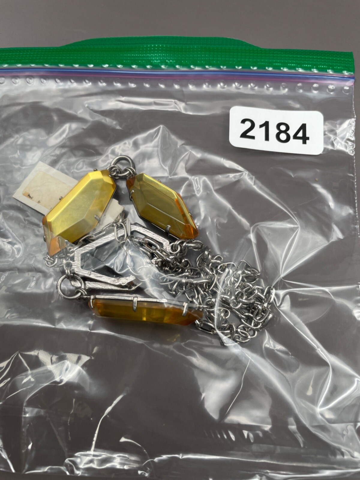Erica Lyons Pendant Necklace Yellow Mirrored Reflective Silver Tone Chain