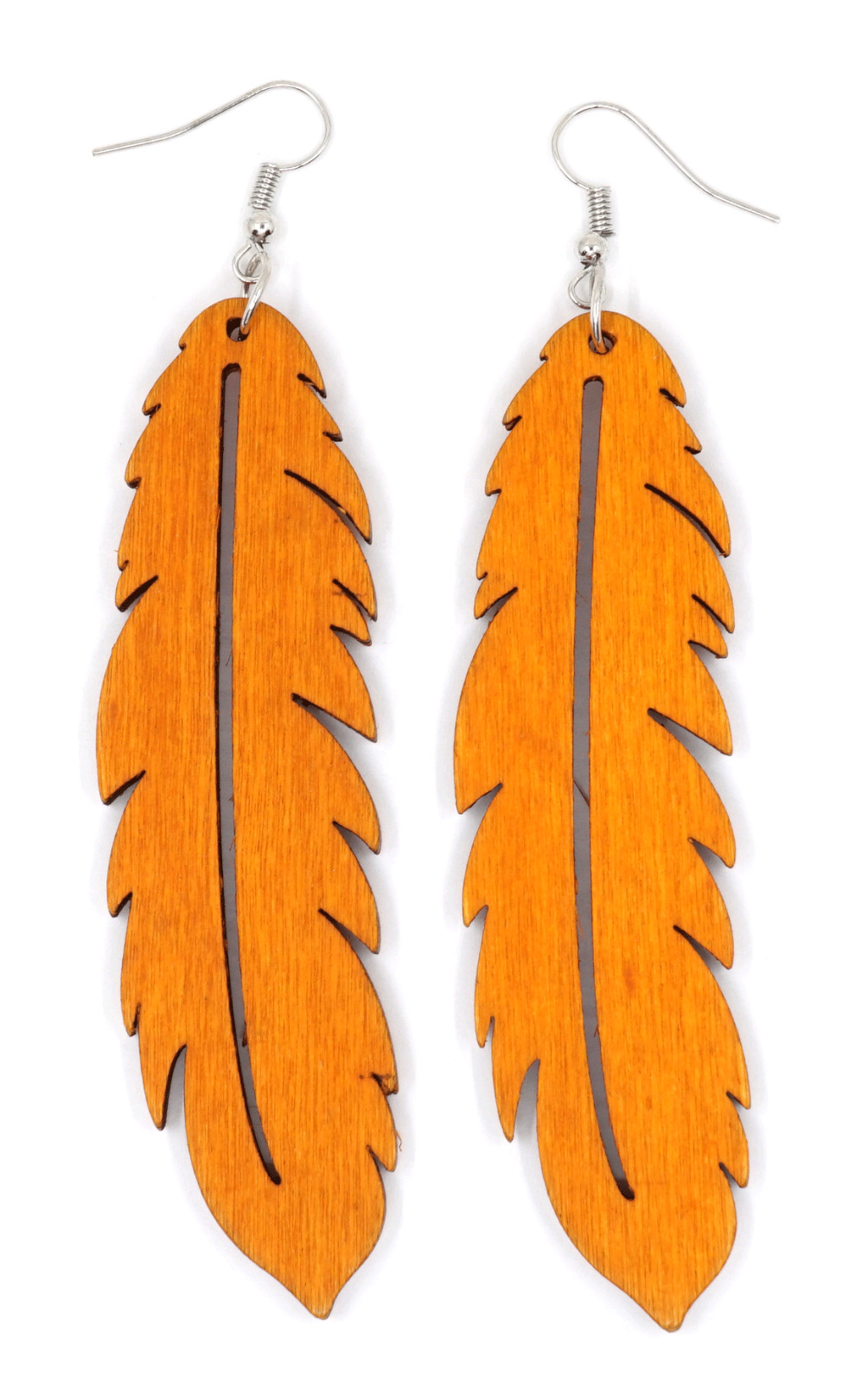 TB 4 inches Feather Shape Light Weight Women Fashion Jewelry Wooden Drop Earring