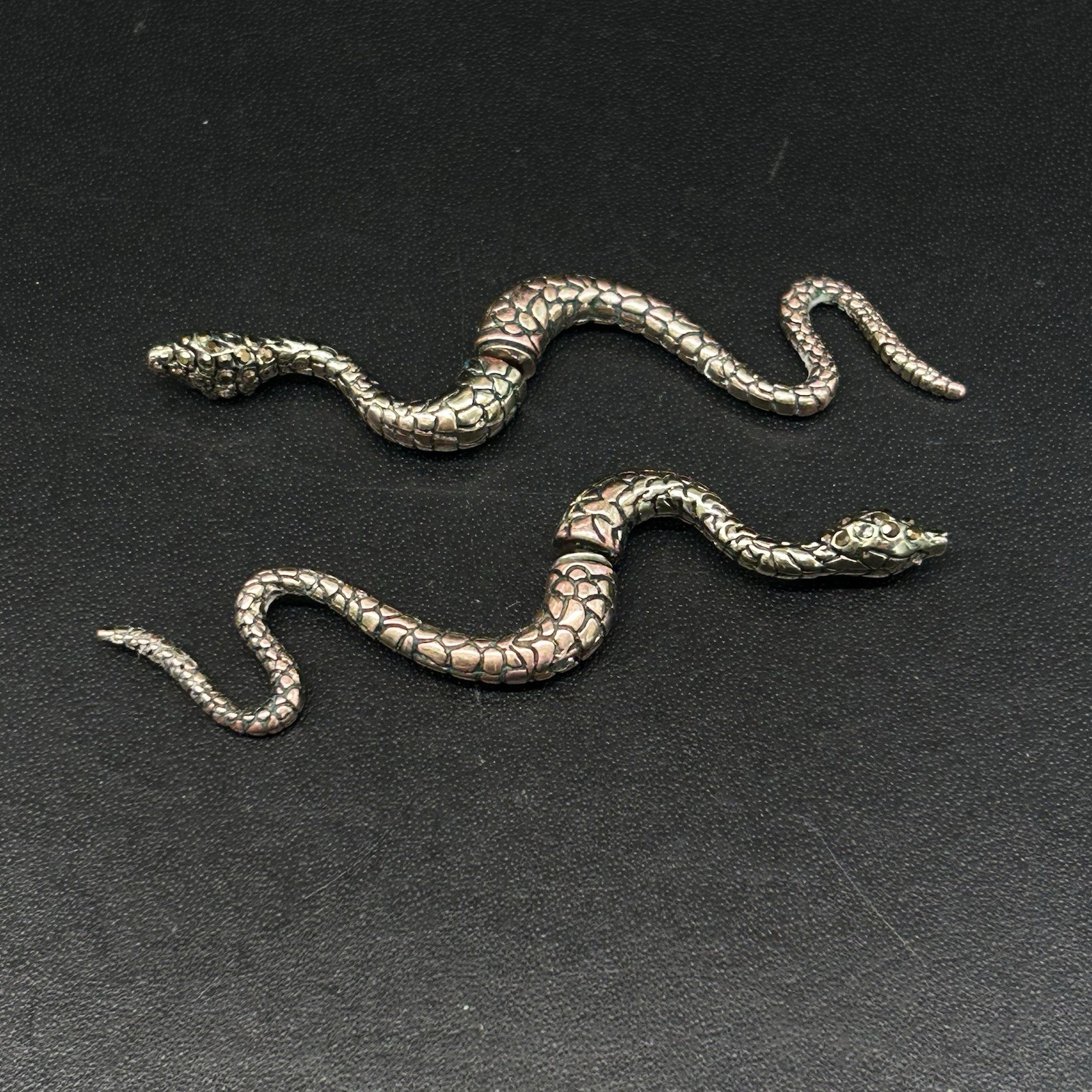 Simply Vera Wang Snake Earrings Goldtone/Copper Front to Back w/Rhinestone Eyes