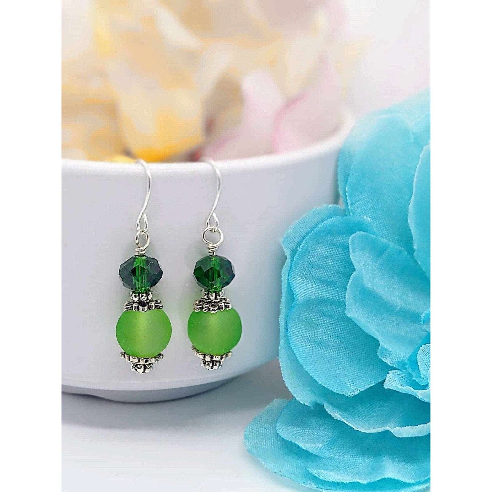 Green Dangle Earrings Gift For Her Drop Earrings Christmas Gift Stocking Stuffer
