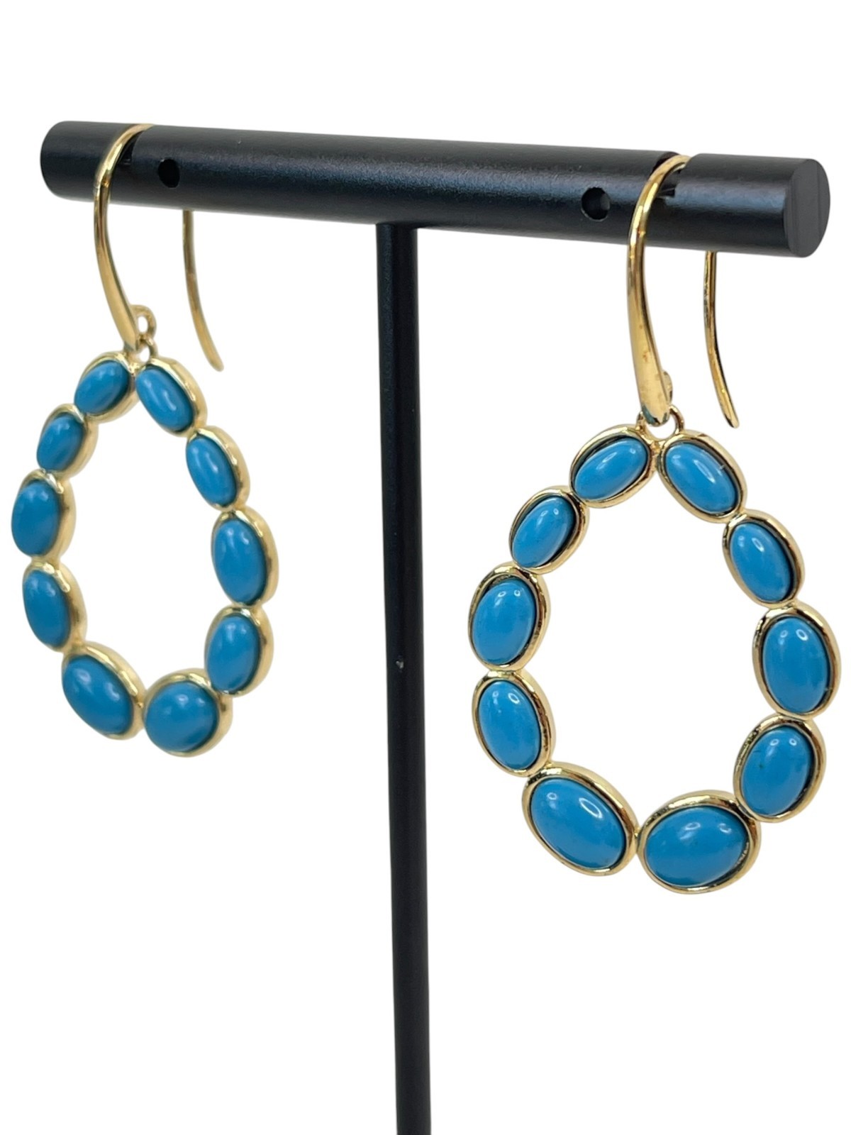 Verona Gioielli 18K Gold Plated Turquoise .925 Silver Drop Earrings – Italy $300
