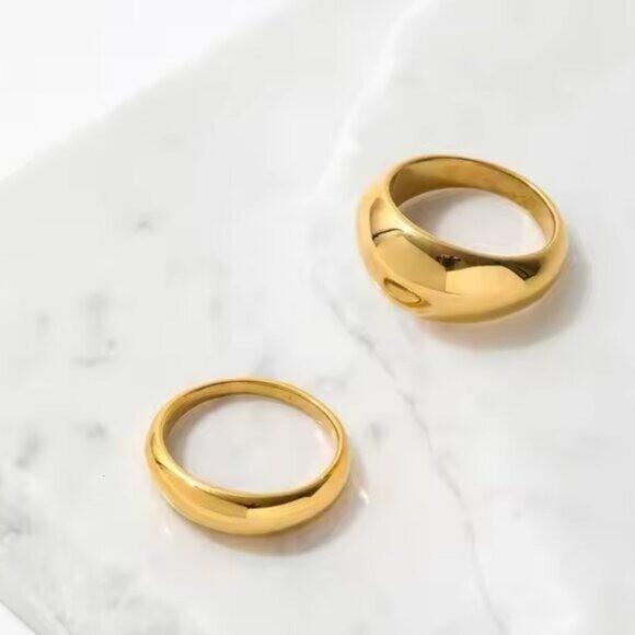 Chunky Gold Dome Ring – Waterproof, Non-Tarnish Statement Ring for Everyday Wear