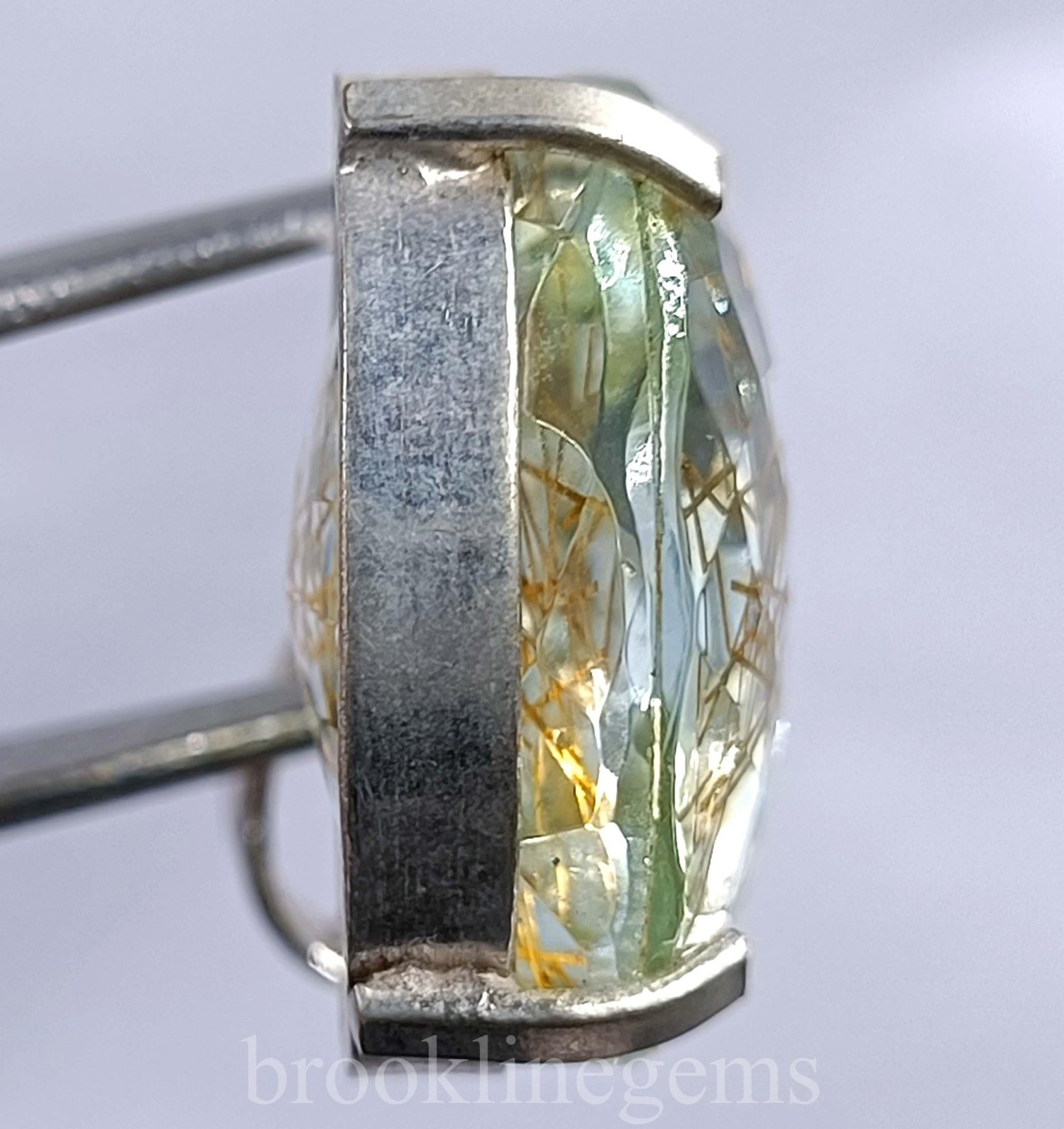 Natural Rutilated Quartz 69.70 Ct Pendant Pear Cut 925 Silver EGL Certified 5NSR
