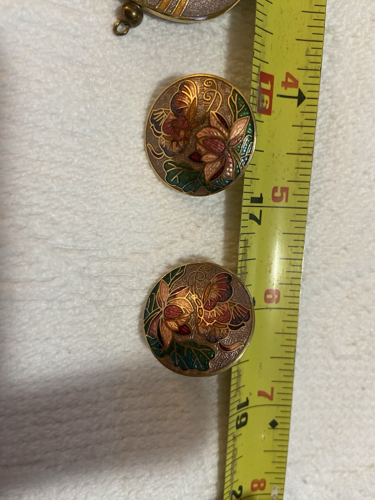 Vintage Sea Gems Cloisonné Necklace Pendant & Earrings 23”
