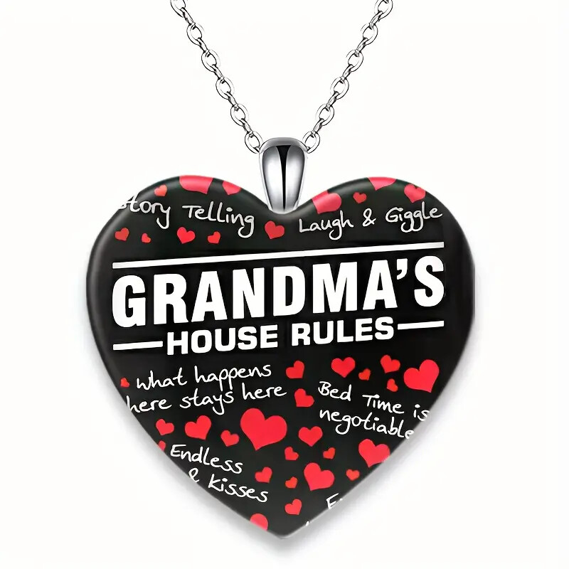 Heart Pendant Necklace Grandma’s House Rules