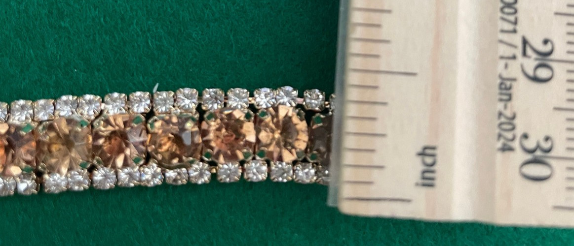 Vintage Yellow & Clear Rhinestone Bracelet Womens 4 Row Gold Tone Clasp