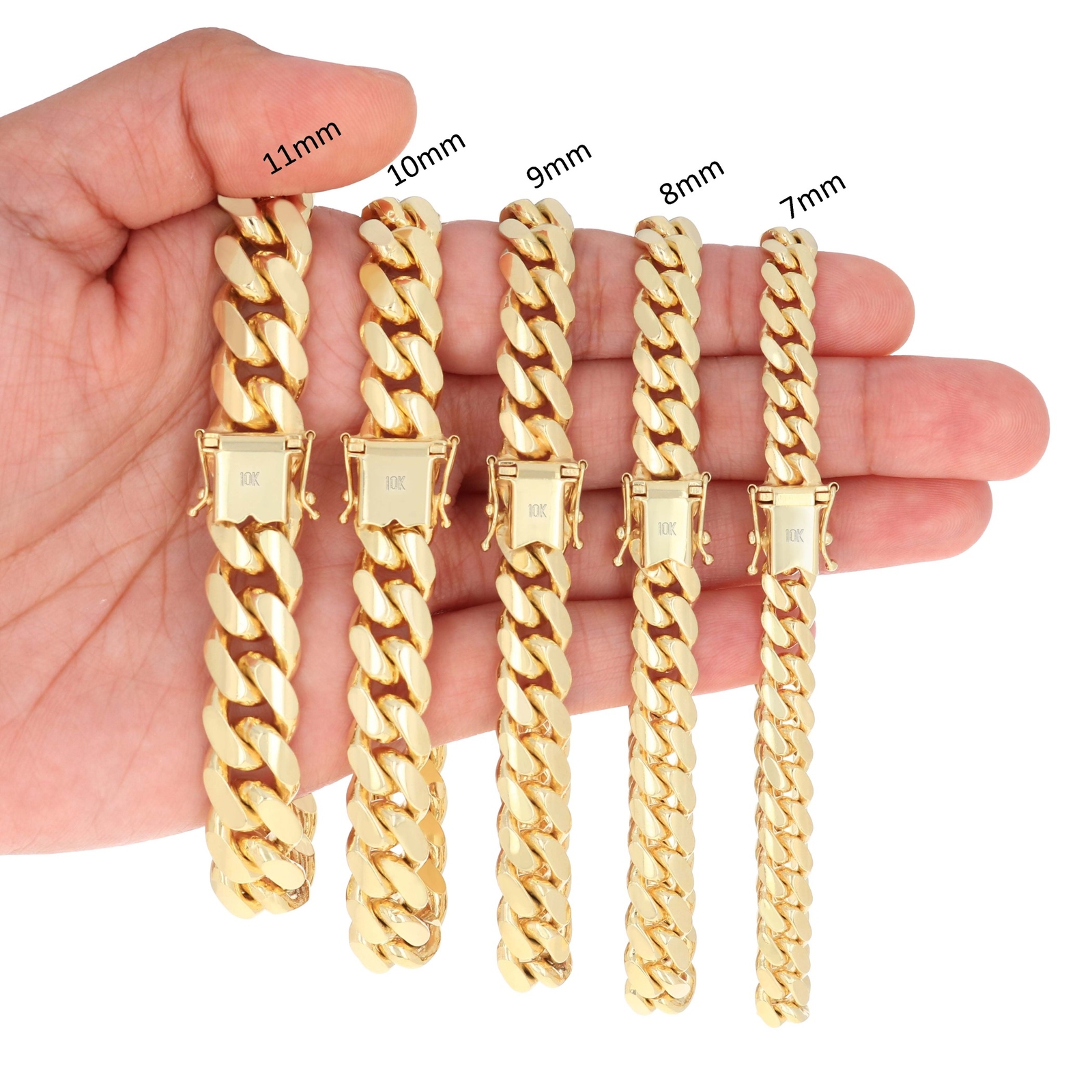 10K Yellow Gold Solid 2.7mm-10mm Miami Cuban Link Chain Necklace Bracelet 7″-30″