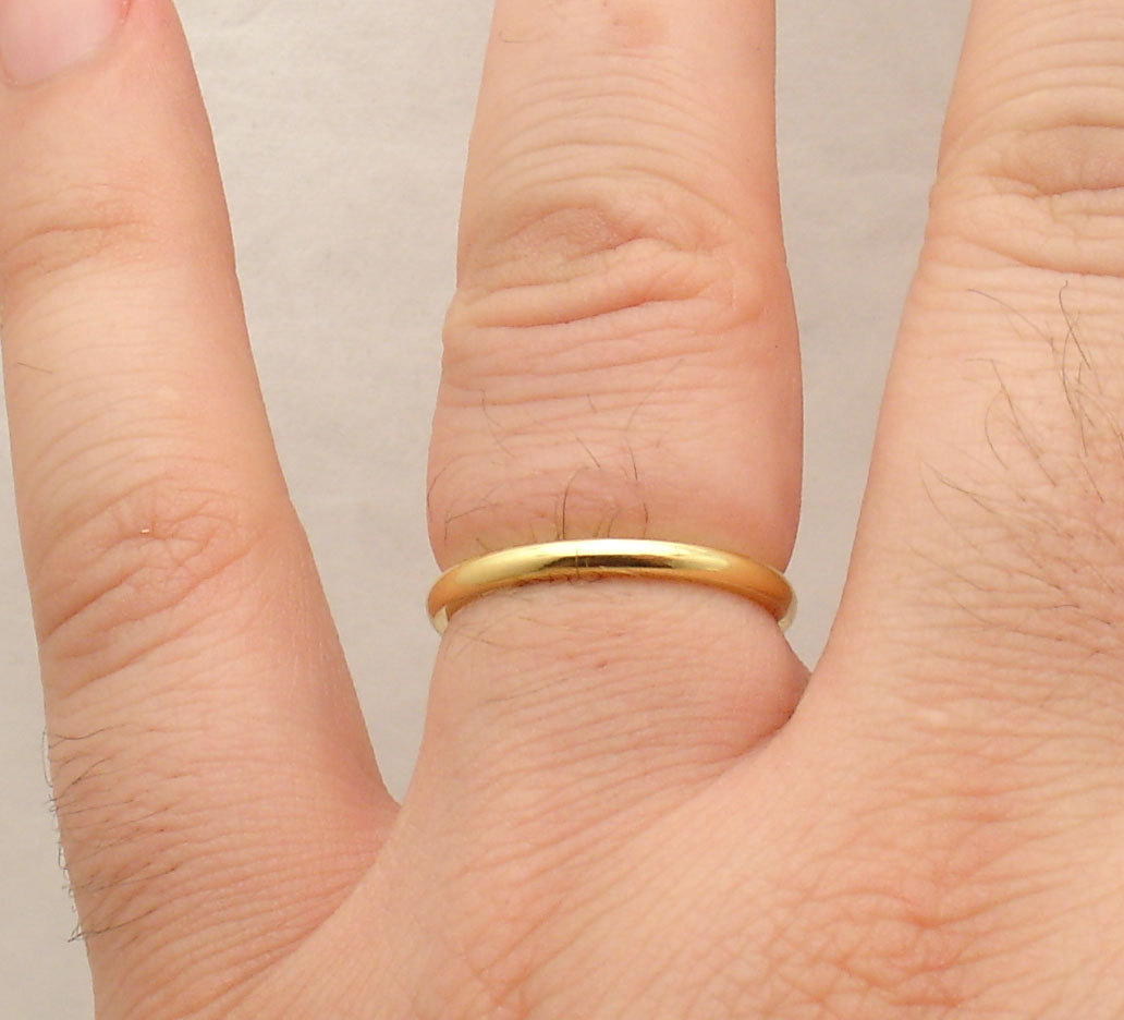 Michael Anthony Technibond Plain Wedding Band Ring 14K Yellow Gold Plated Silver