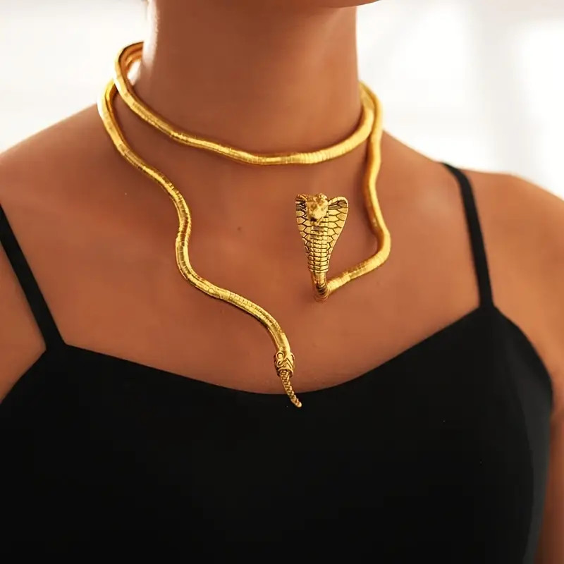 Necklace Bracelet Adjustable Cobra Snake Collar Neck Wrist Jewelry Gothic 35in