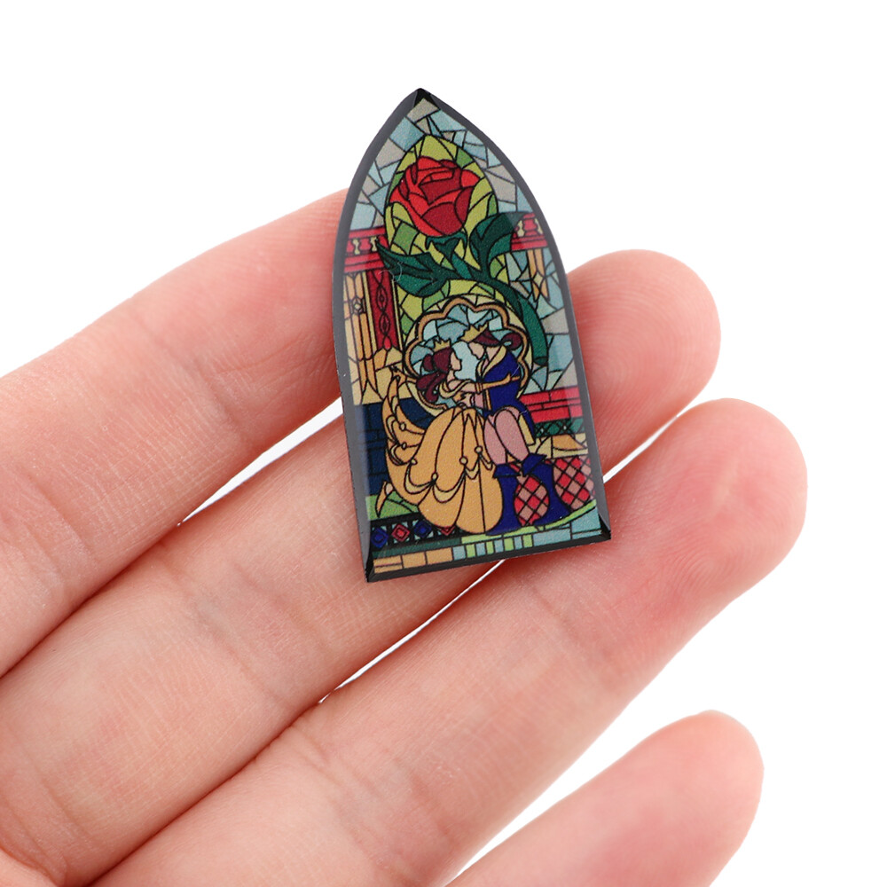 Beauty And The Beast Princess Belle And Beast Stained Glass Enamel Metal Pin