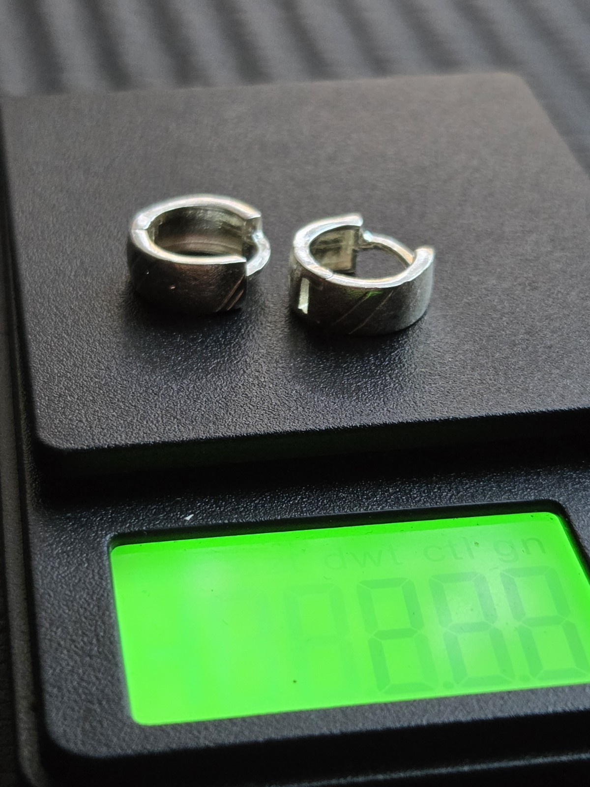 Silver 925 Round Hinged Hoop Huggie Earrings Pair No Stone Metal