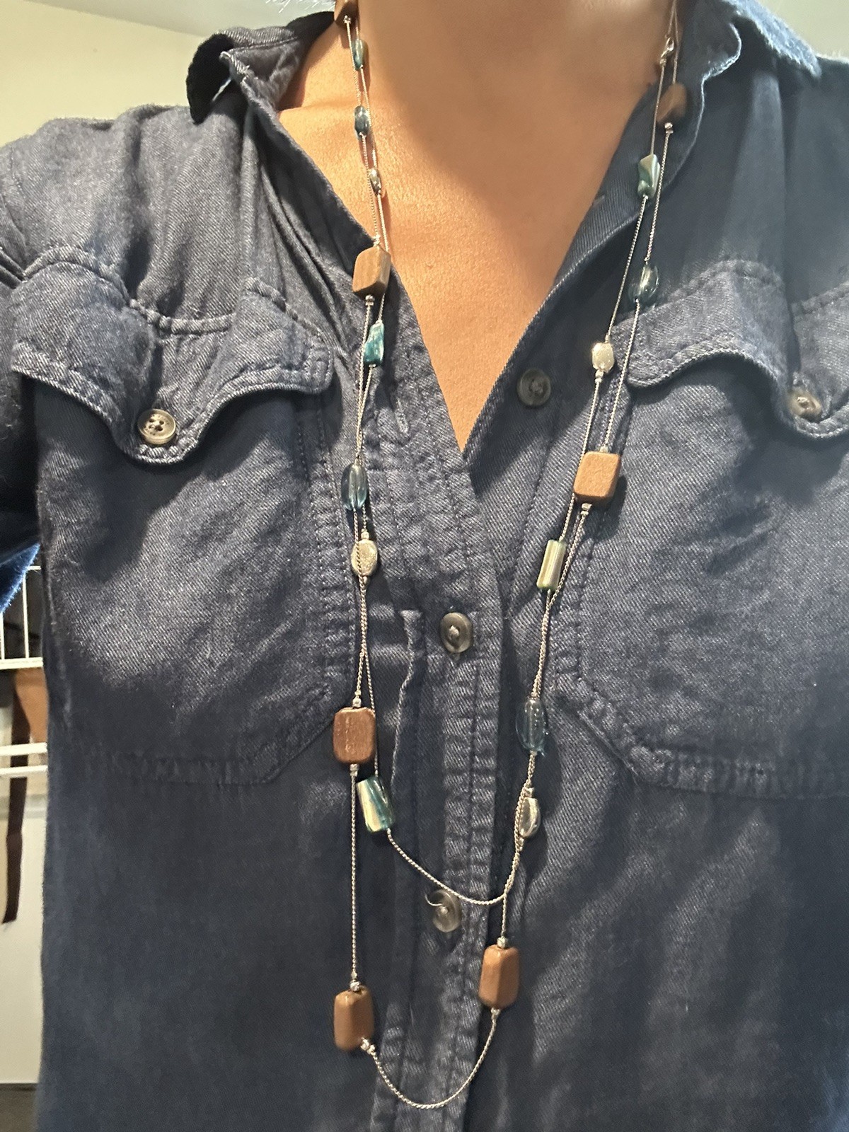 Vintage Boho Style LOFT multi-strand beaded accent necklace. Layers. Earth tones