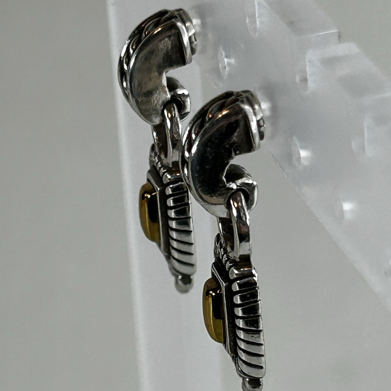 Brighton Earrings Two Tone Rectangle Drop Gold And Silver Tone Petite Retired