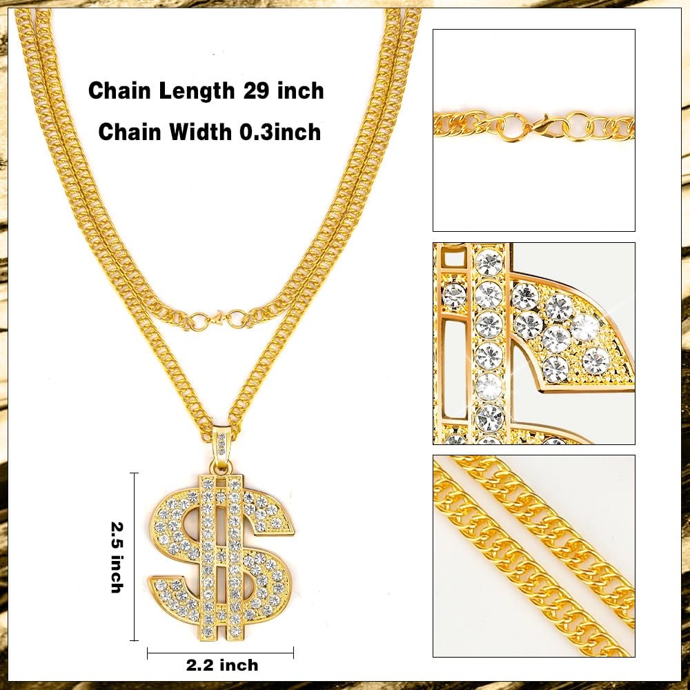 Gold Chain With Dollar Sign Pendant Necklace – Hip Hop Money