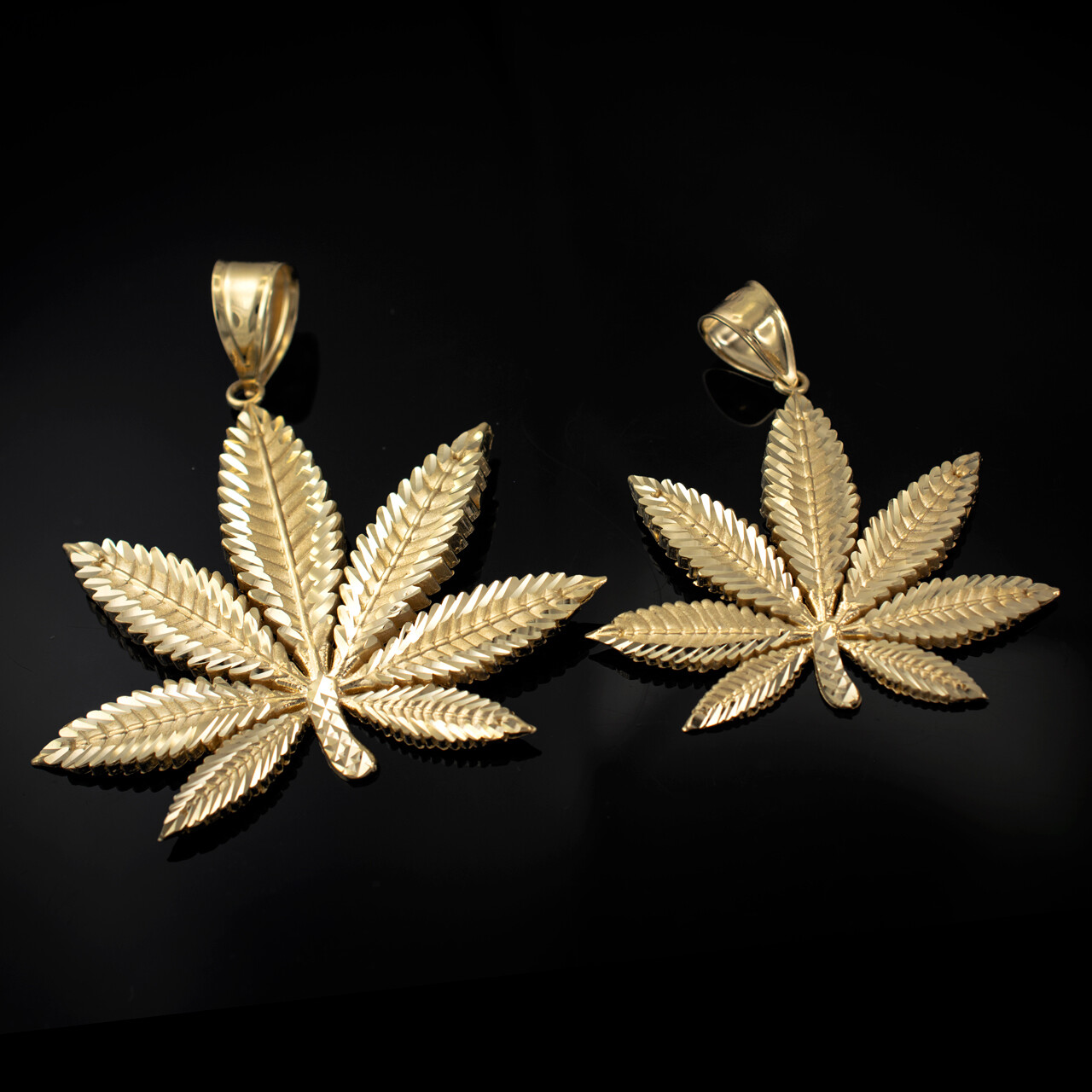 10K Yellow Gold Marijuana Leaf DC Pendant (2 sizes)