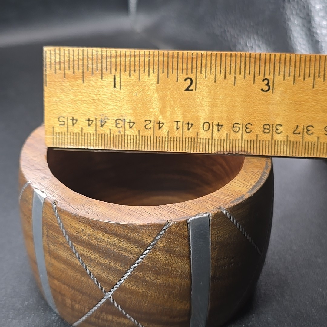 India 2″ Bangle Bracelet Wood & Metal 2.5″ Diameter Thick Antika New
