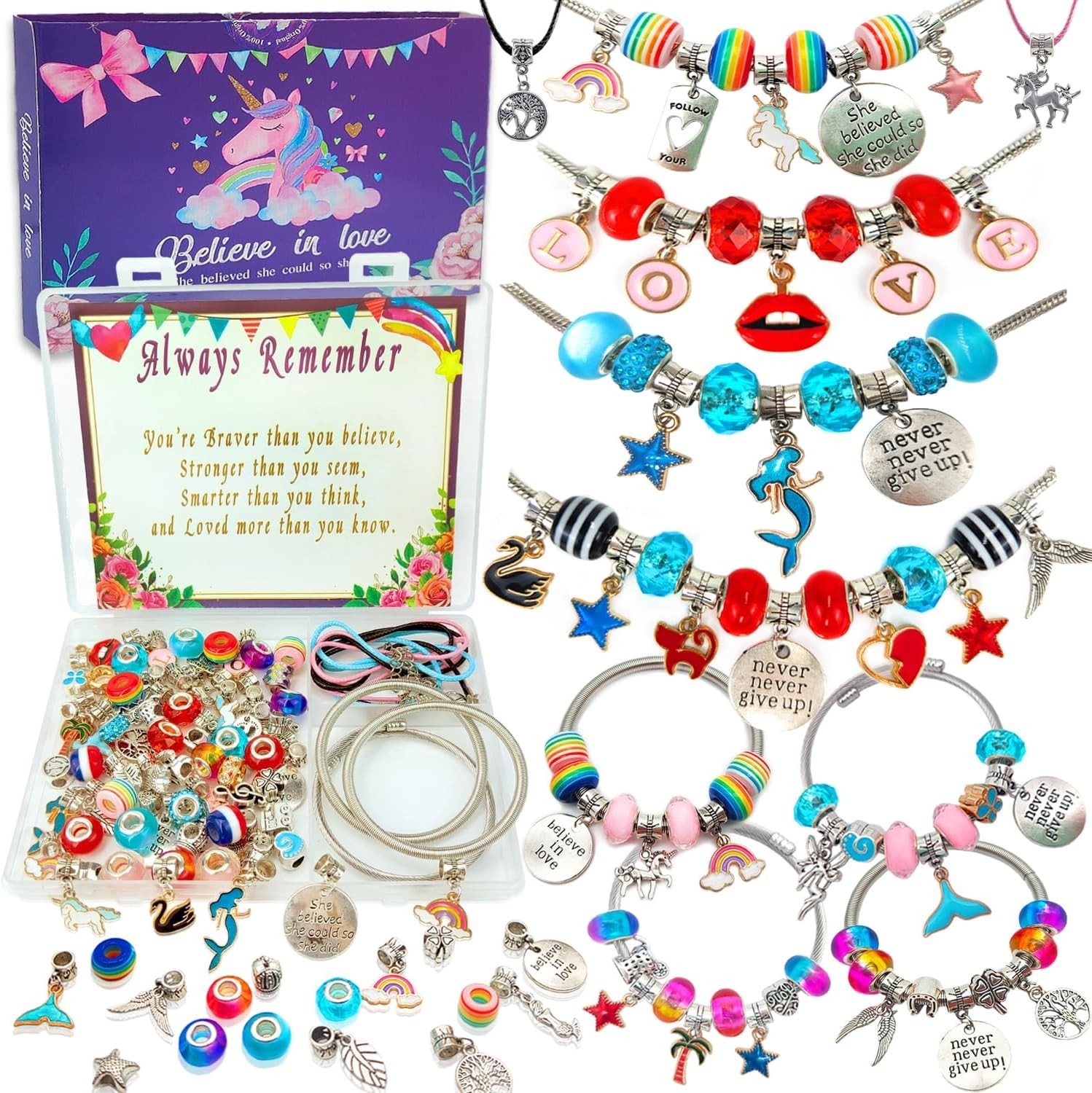 Kit de pulseras con dijes para hacer pulseras cuentas para niñas,adultos US