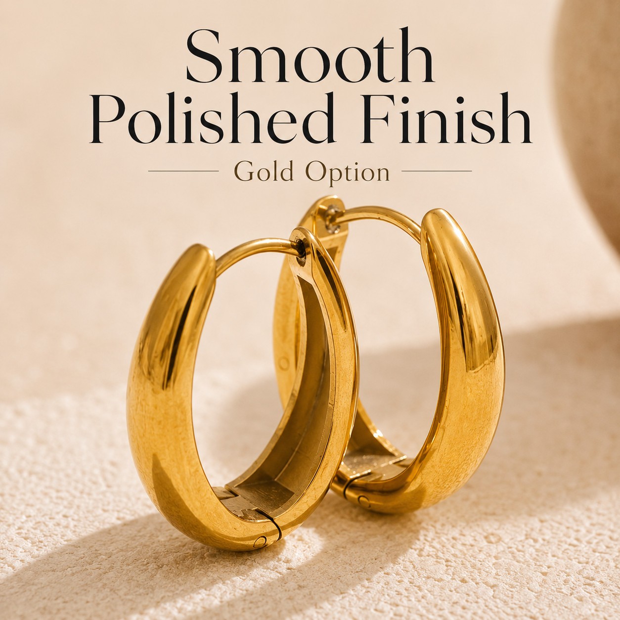 Chunky Huggie Hoop Earrings Stainless Steel Gold Silver Women Small Waterproof