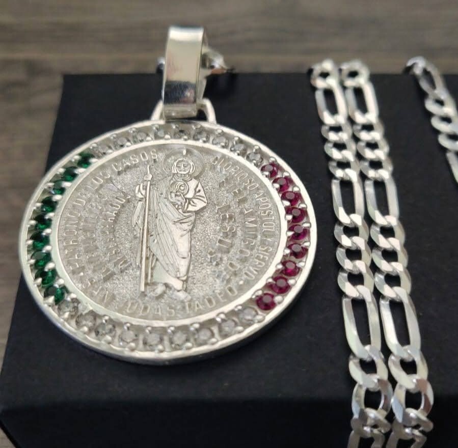 cadena y san judas c/ zirconia plata 925 28g 26″ 4.5mm.