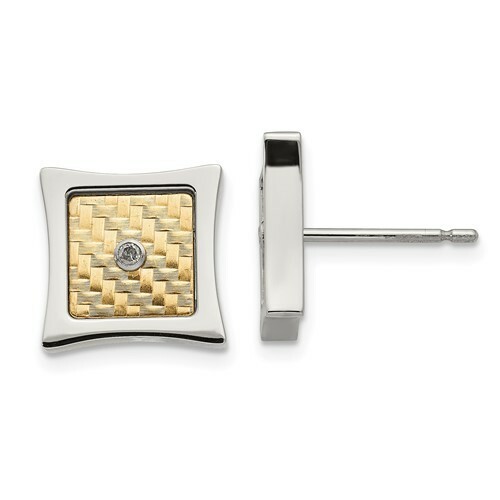 *BRAND NEW* Chisel Stainless 18k Gold Accent .03 Carat Diamond Earrings SRE1276