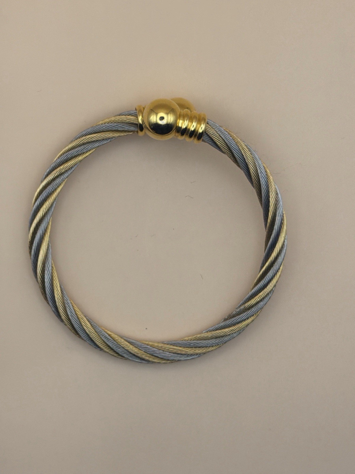 C – Twisted Cable Bangle Bracelet Gold & Silver Tone Slip-On