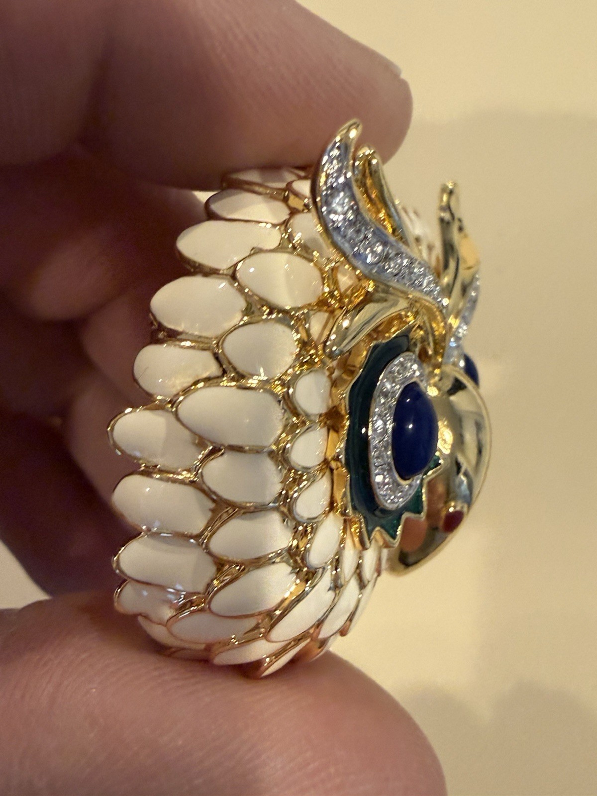 NEW Kenneth Jay Lane Wise Owl Enamel Pin RARE VINTAGE!