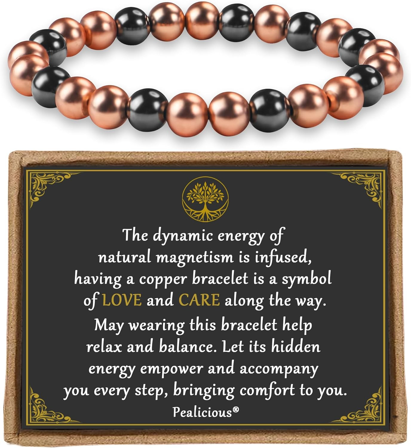 Copper Bracelet for Women and Men, 8MM Copper Magnetic Bracelet with 3500 Gauss