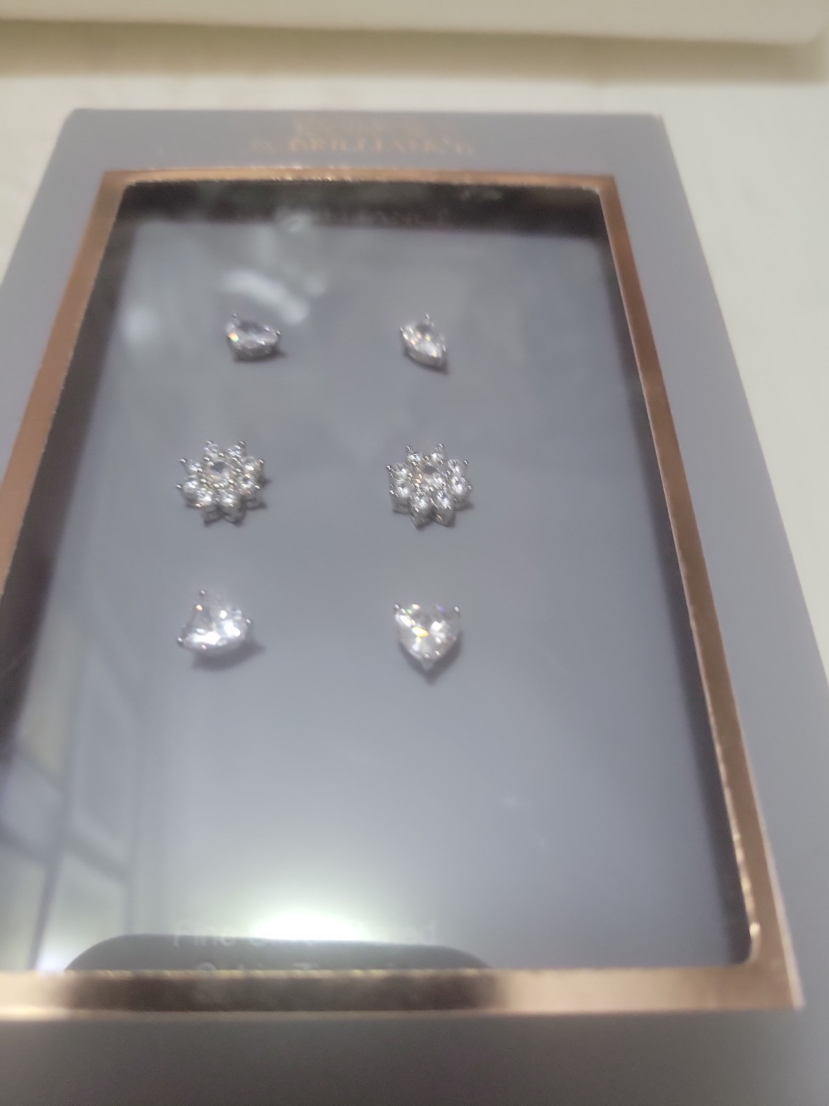 Believe by Brilliance 3 Sets Cubic Zirconia Silver Plated Stud Earrings