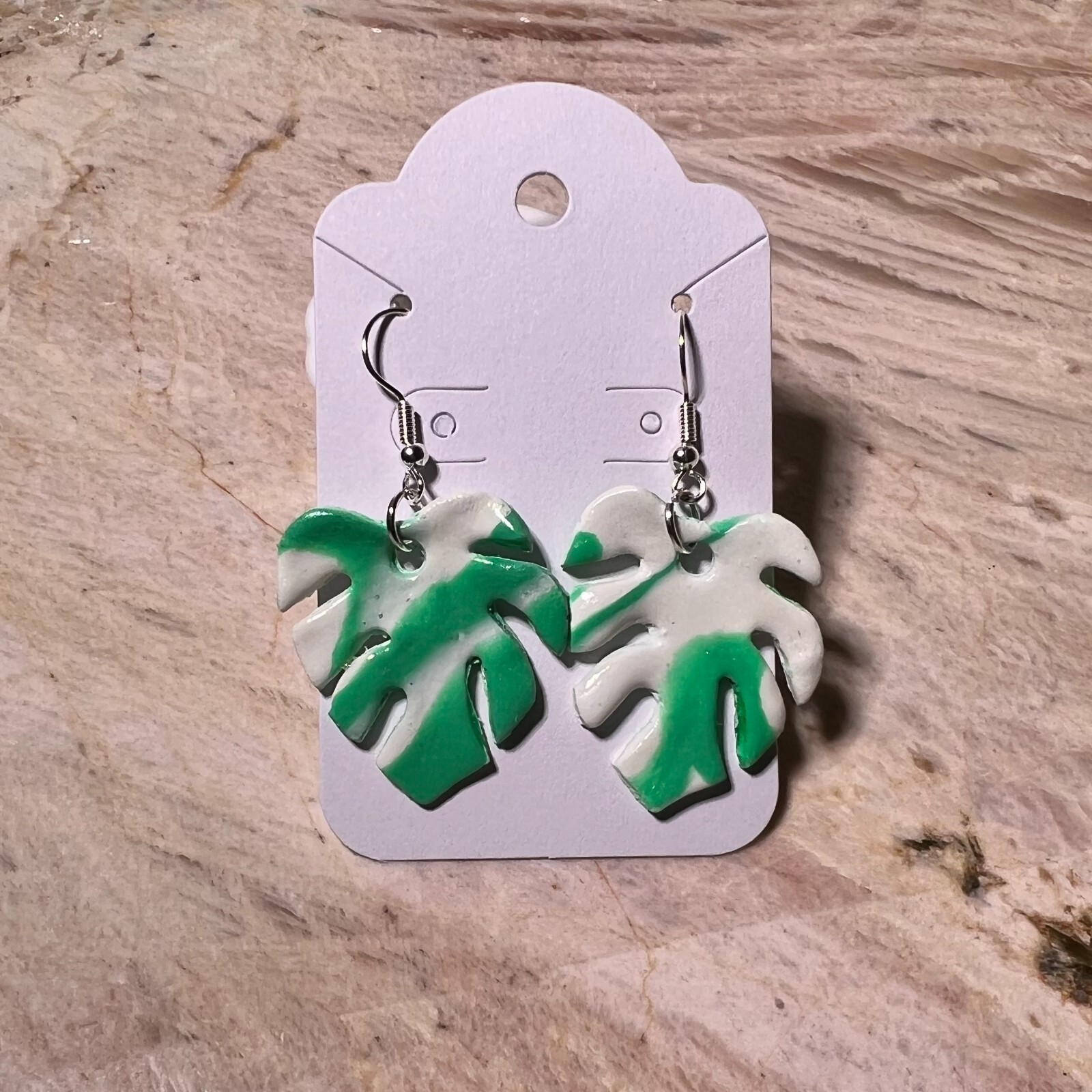 MONSTERA CLAY EARRINGS HANDMADE, GLAZED GREAT GIFT IDEA (SELECT FROM PHOTOS) #2