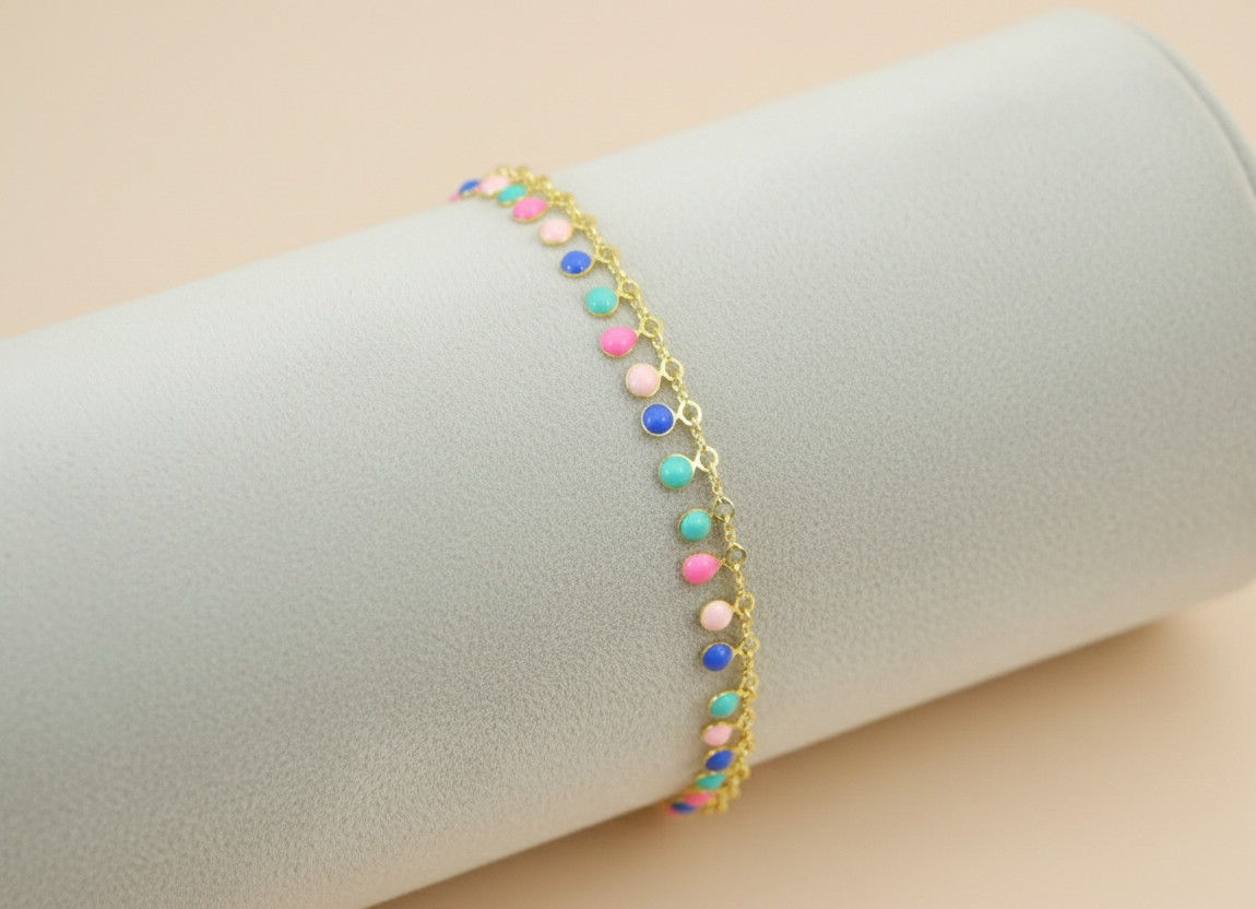 Designer Rainbow Dangle Bracelet – Elegant 18K Gold Plated Fashion Jewelry