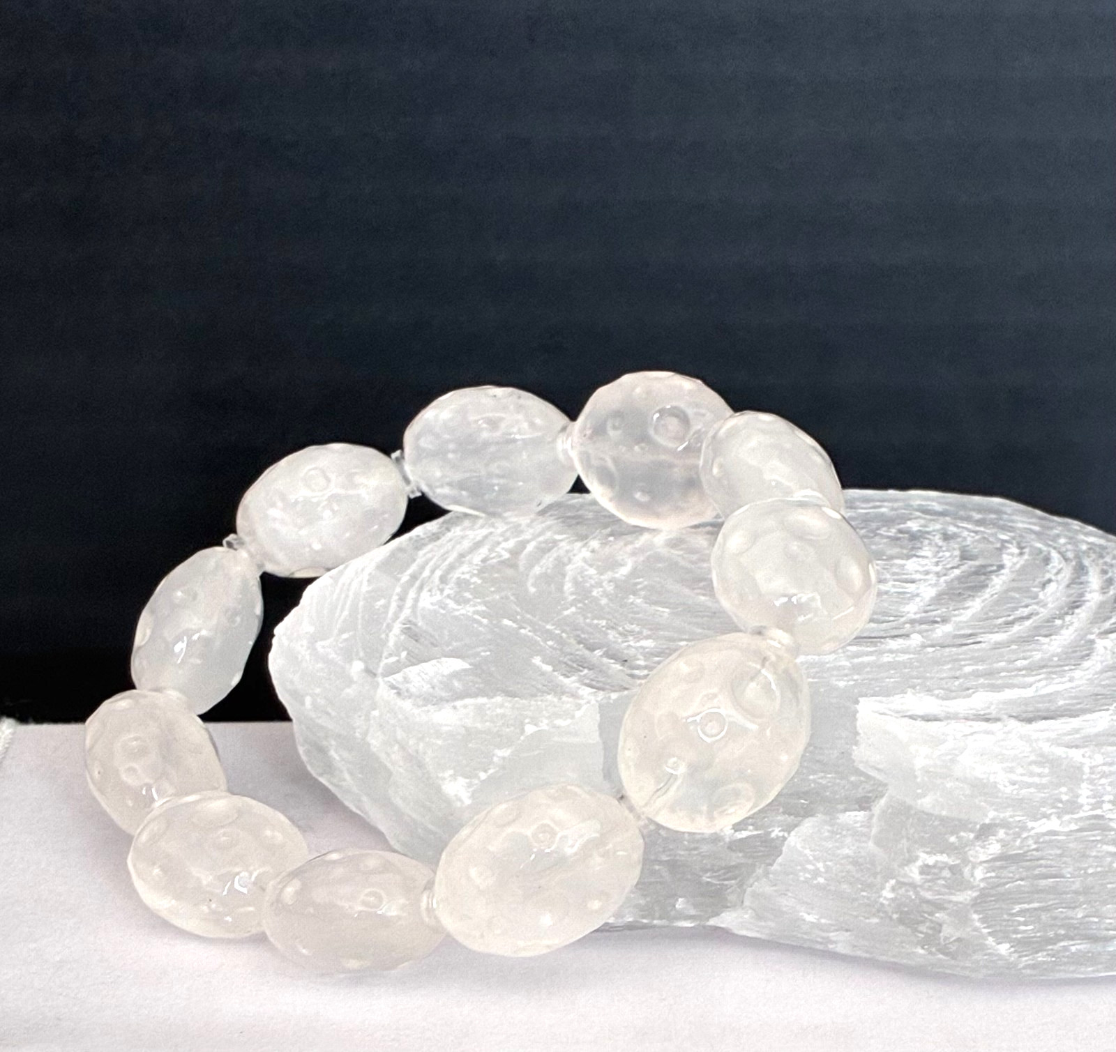 Clear Quartz Master Healer Beaded Bracelet: Meteor Design, Crystal Jewelry 04